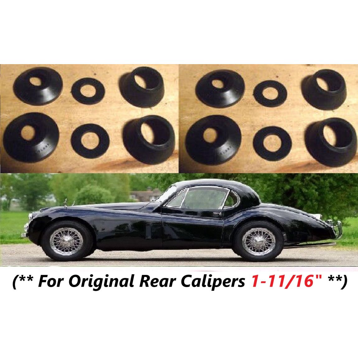 REAR BRAKE CALIPER REPAIR SEALS KITS x2 (Jaguar XK150) (1958- 61)   